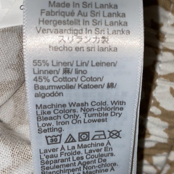 🎉HP🎉 NEW J.Crew Linen Leopard Drawstring Pants Elastic Waist Tan White Sz 14 - Picture 4 of 12